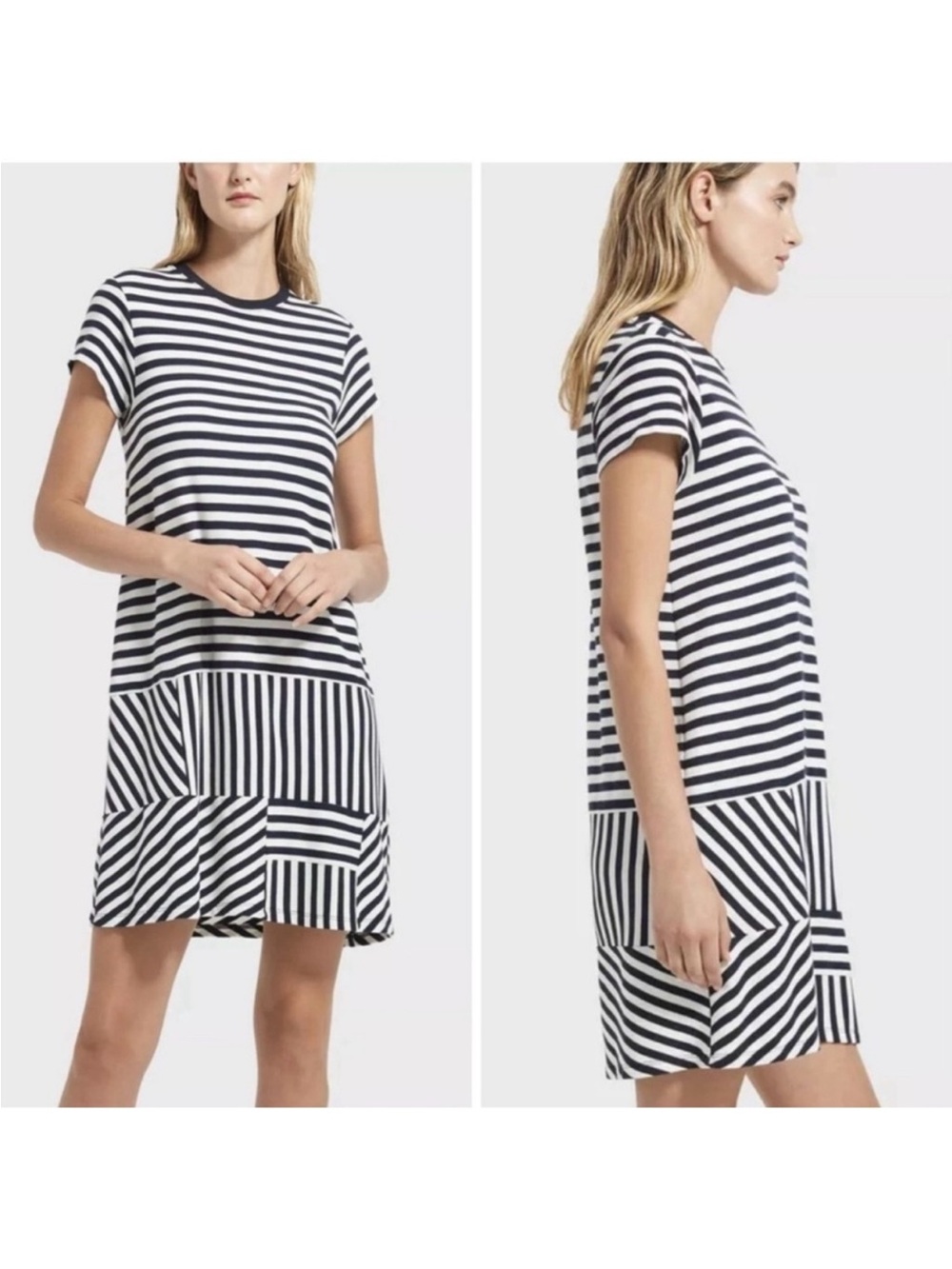 ATM Striped Pima Cotton Short Sleeve Tee Dress